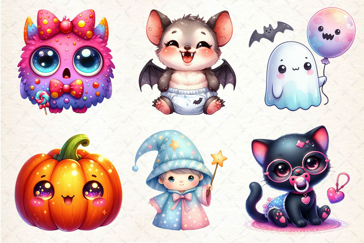 Kawaii Baby Halloween Clipart, an Illustration by Dream Creation (Photo 2 of 6)