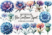 Blue Cornflower Clipart, an Illustration by DreamArtGraphic (Thumbnail 1 of 6)