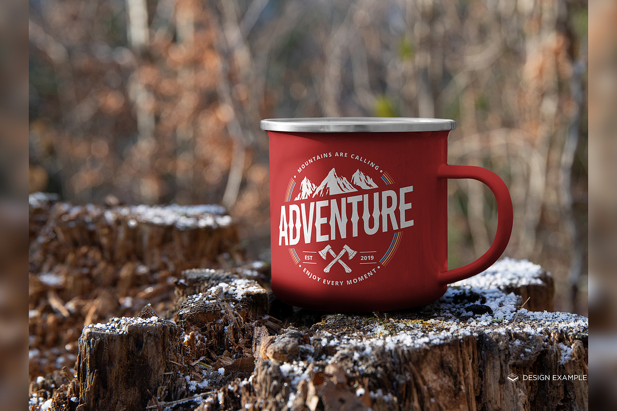 Enamel Mug on Scenes Mock-up, a Cups & Container Mockup by Branda Keeps (Photo 7 of 16)