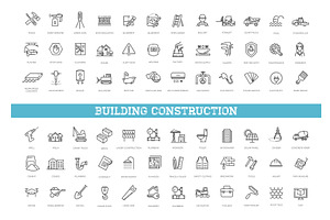 Building, Construction flat icons, an Outline Icon by Tettygreen