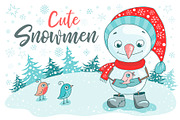 Cute snowmen, a Decorative Illustration by Maya Ivart (Thumbnail 1 of 8)