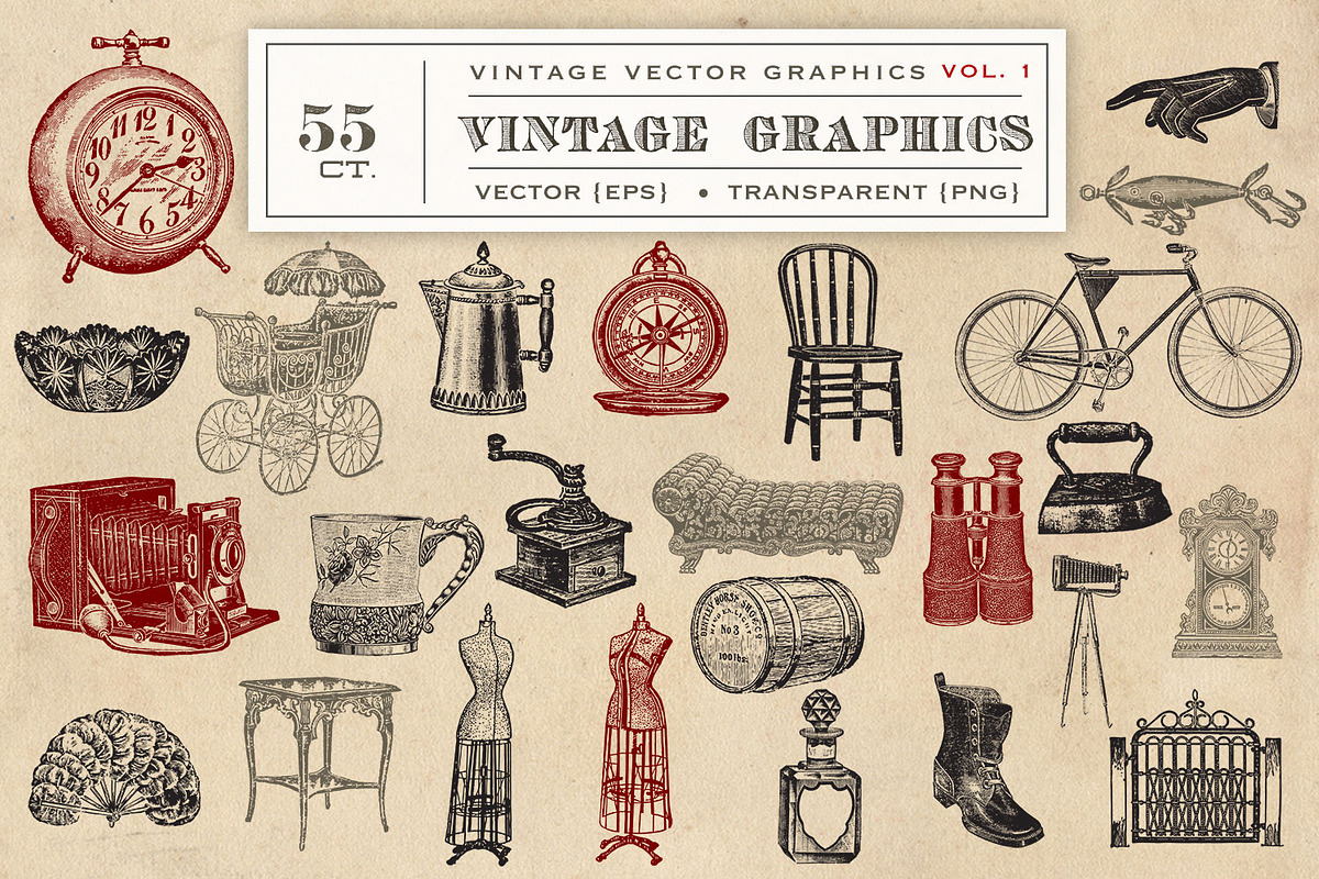 55 Vintage Vector Graphics, an Object Graphic by Eclectic Anthology (Photo 2 of 5)