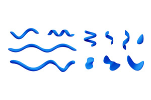 Set of blue 3d abstract confetti, an Illustration by Abscent