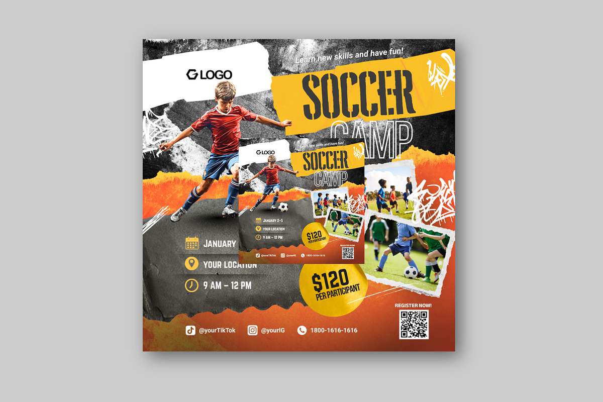 Canva Soccer Football Camp Flyer preview 4