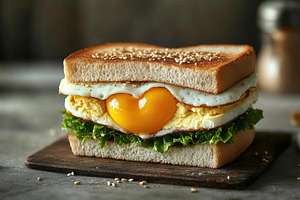 Delicious heart-shaped breakfast san, a Photo by Tanuart