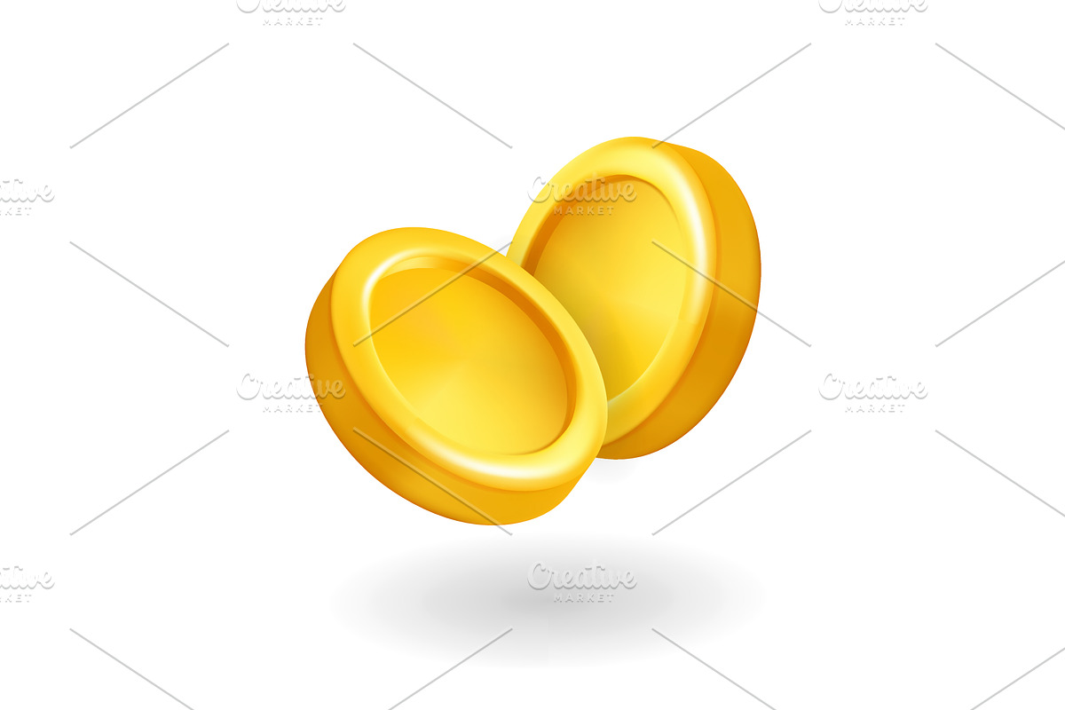 3D golden coins isolated on white, an Object Illustration by GraphiShop