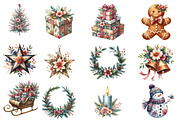 Watercolor Christmas floral Clipart, an Illustration by Designworld (Thumbnail 2 of 6)