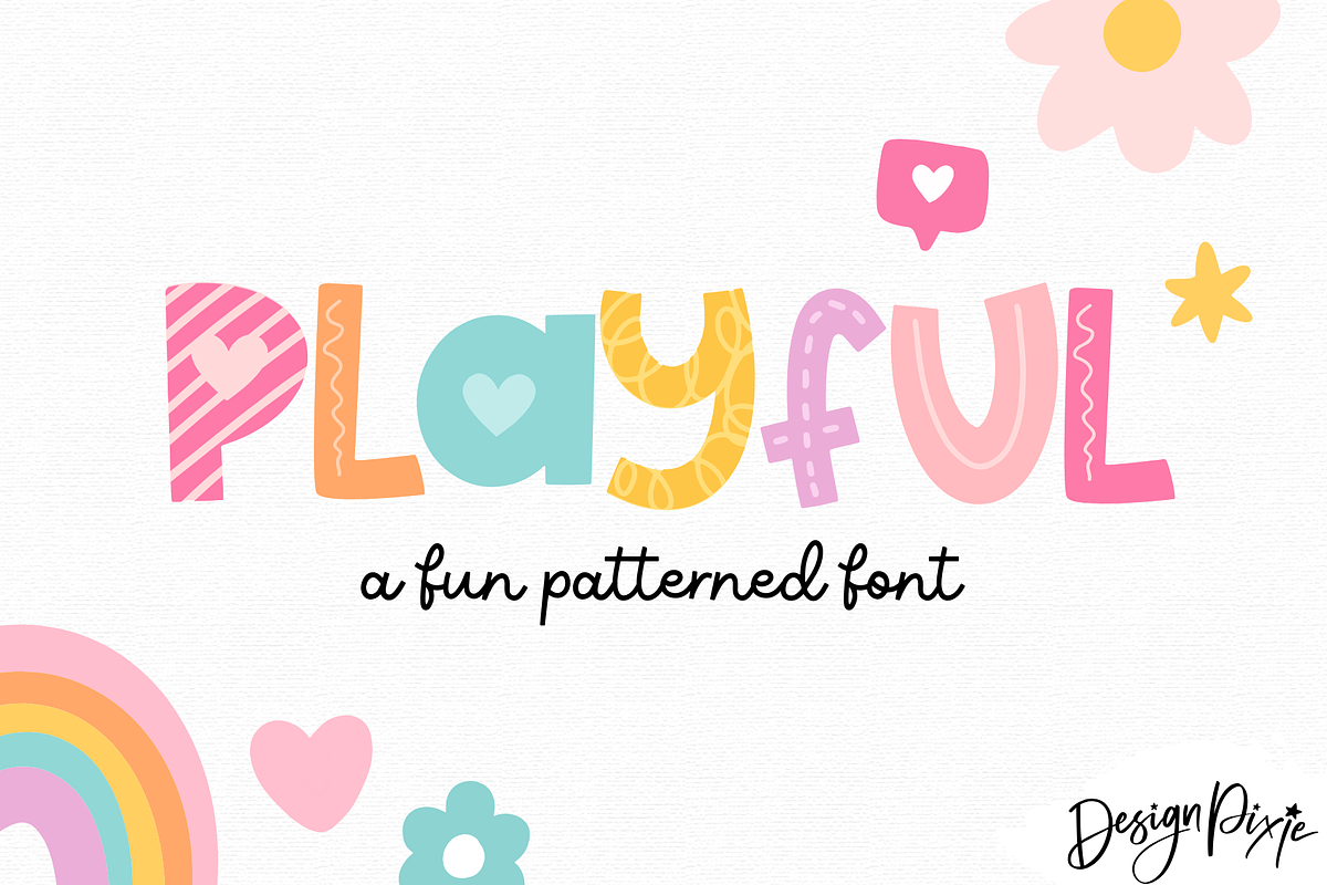 Playful Font with Fun Rainbow Patterns