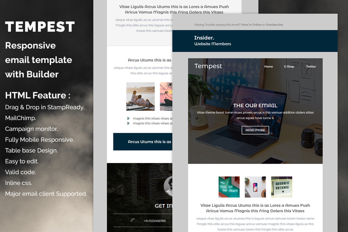Tempest-Responsive email template, an Email Template by QuickArtisan (Photo 1 of 7)