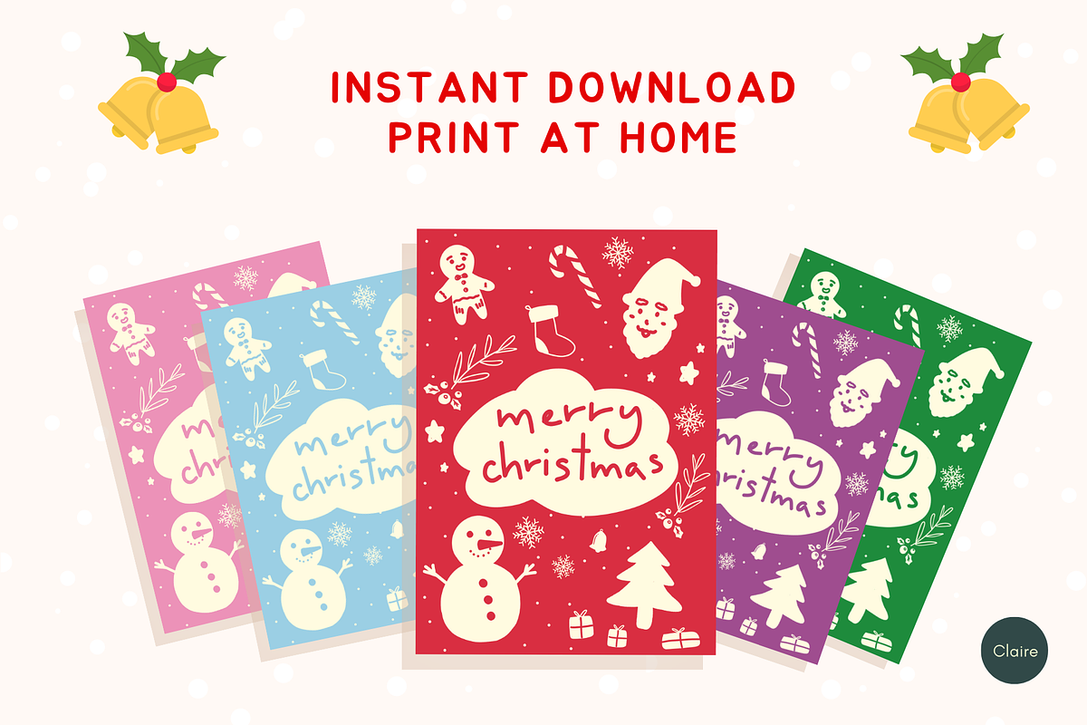 Snowy Christmas Doodles Printables, a Card Template by Clairee Design Studio (Photo 4 of 5)