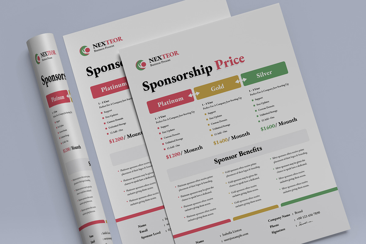Sponsorship Price Design Template, a Stationery Template by MightyDesign (Photo 4 of 7)