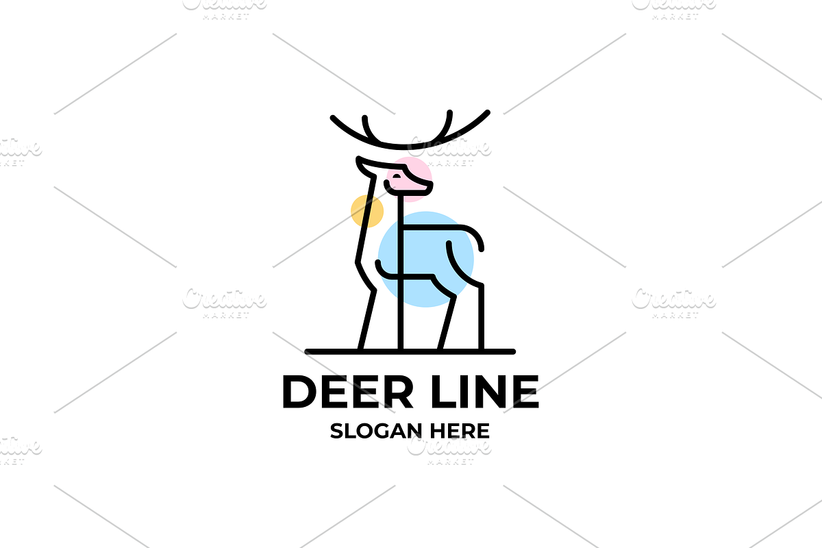 Deer Line Art Logo Template, a Branding & Logo Template by EndR_ID