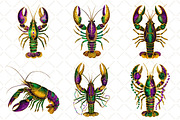 Crawfish Mardi Gras Watercolor, an Illustration by Black Bird Studio (Thumbnail 2 of 6)