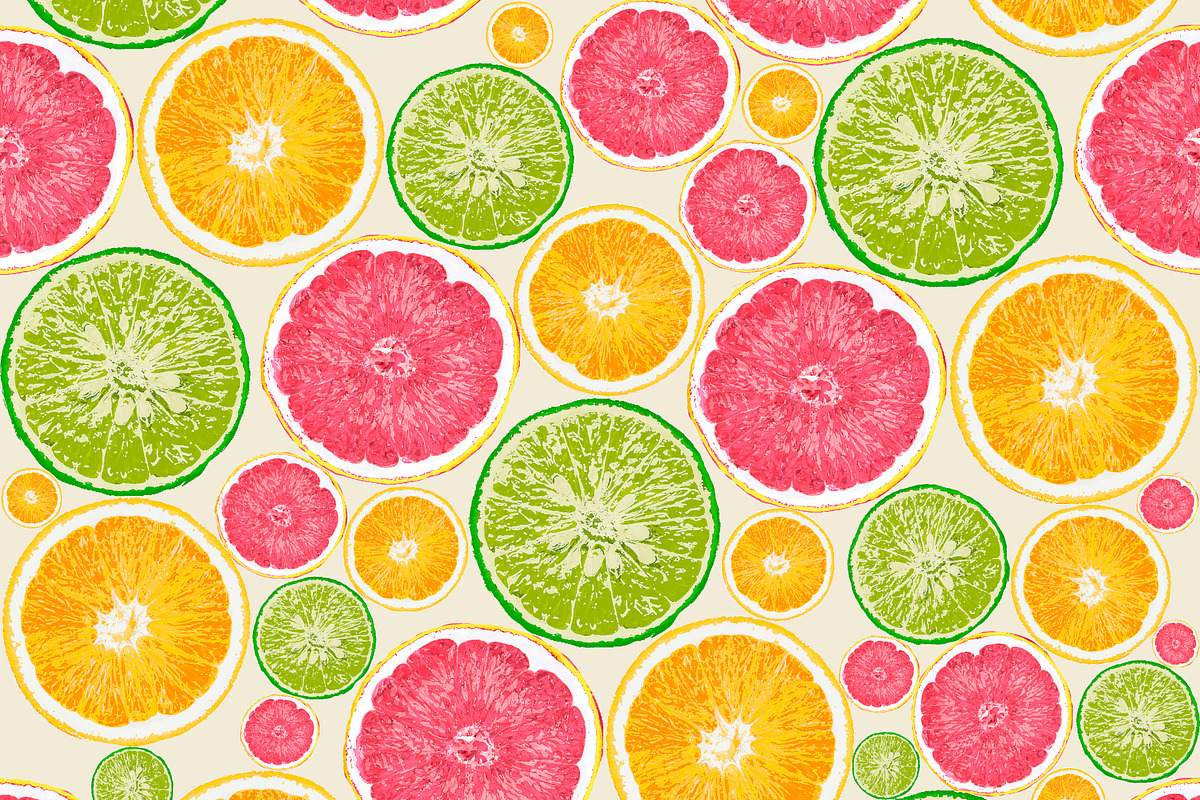 Citrus Fruits Seamless Pattern, a Pattern Graphic by Cesar Torres