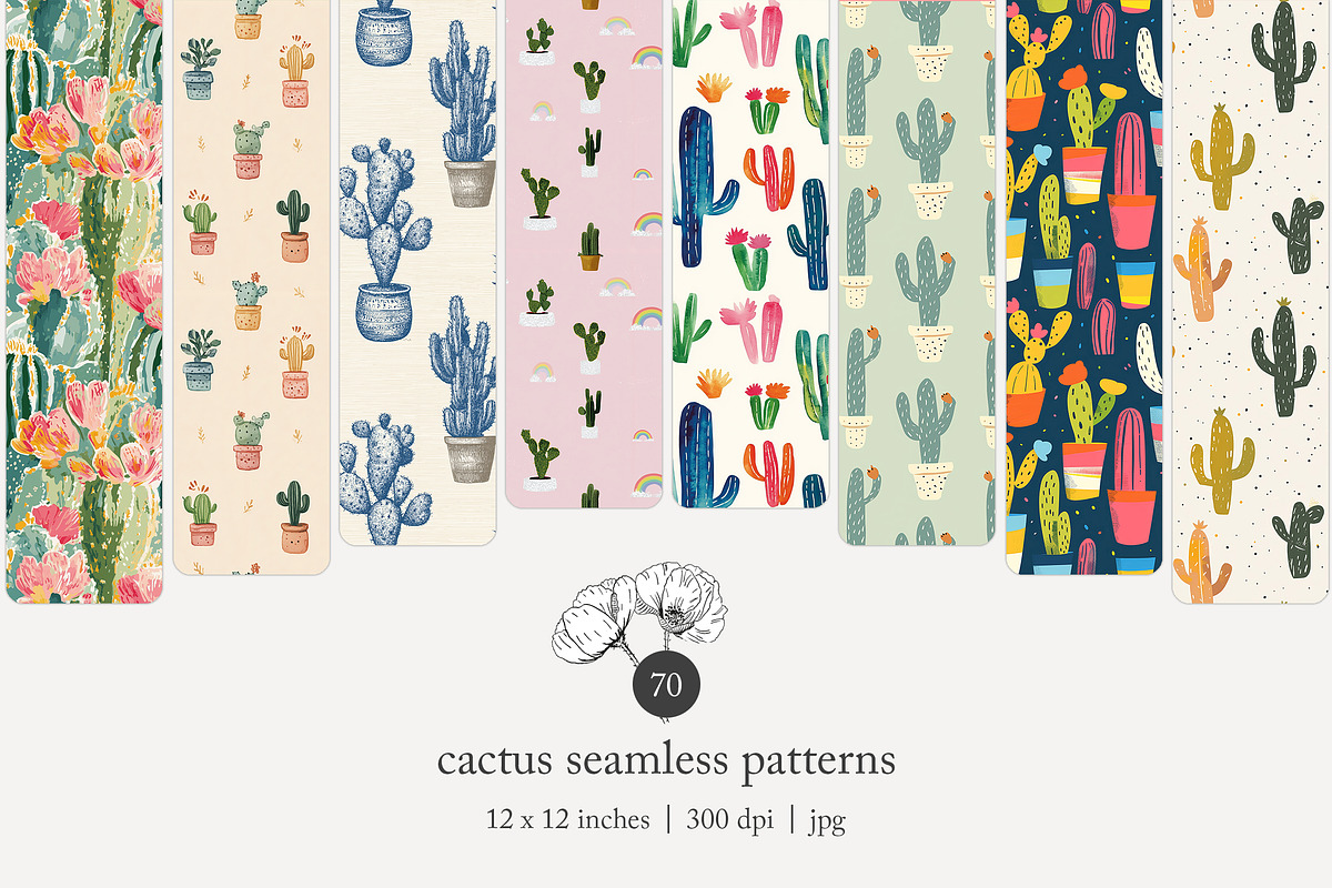70 cactus seamless pattern, a Pattern Graphic by Poppy Lane Studio (Photo 1 of 10)