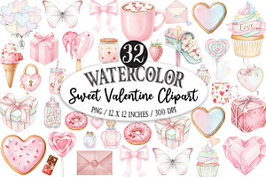 Sweet Valentine Clipart, an Illustration by Designking