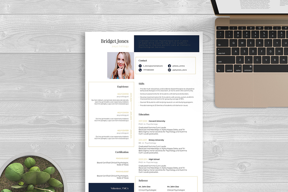Resume Template Phychology InDesign, a Resume Template by Halfcircle (Photo 1 of 2)