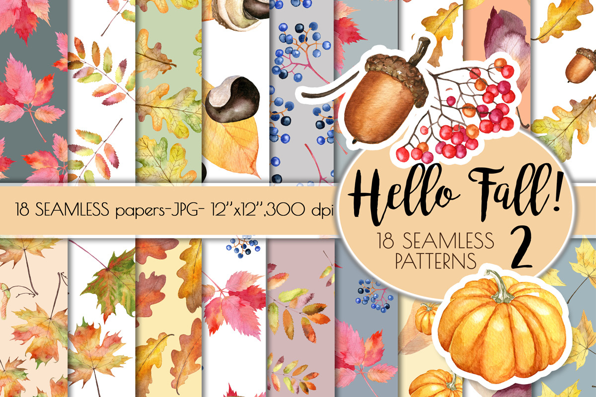 Autumn Watercolor Seamless patterns, a Pattern Graphic by SimpleWishesArt