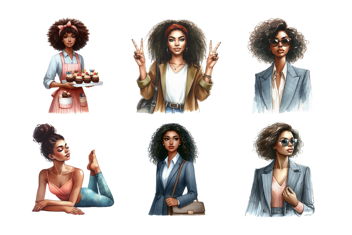 matching African  Women Clipart, an Illustration by Daily.Designs (Photo 3 of 4)