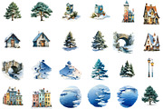 Winter Village Sublimation Clipart, an Illustration by Designworld (Thumbnail 3 of 6)