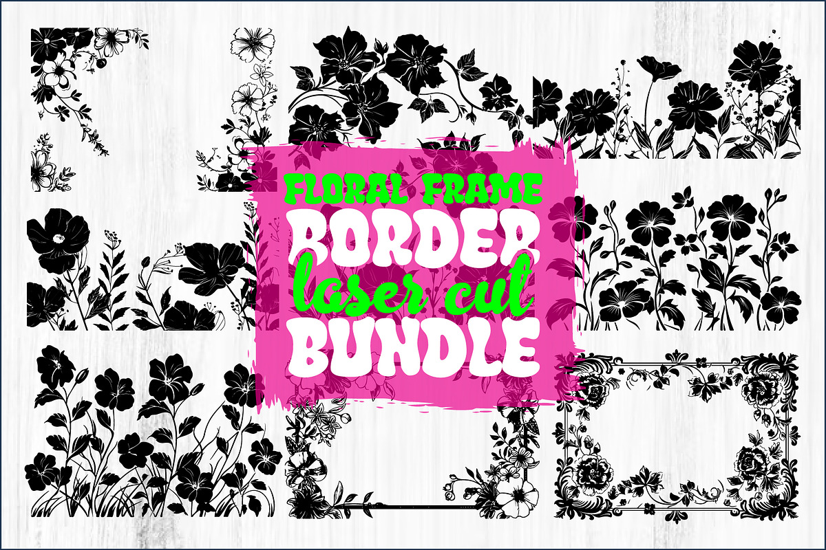 Floral Frame Border Laser Cut Bundle, an Object Graphic by balal (Photo 1 of 15)