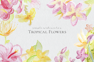 Watercolor Tropical Flowers