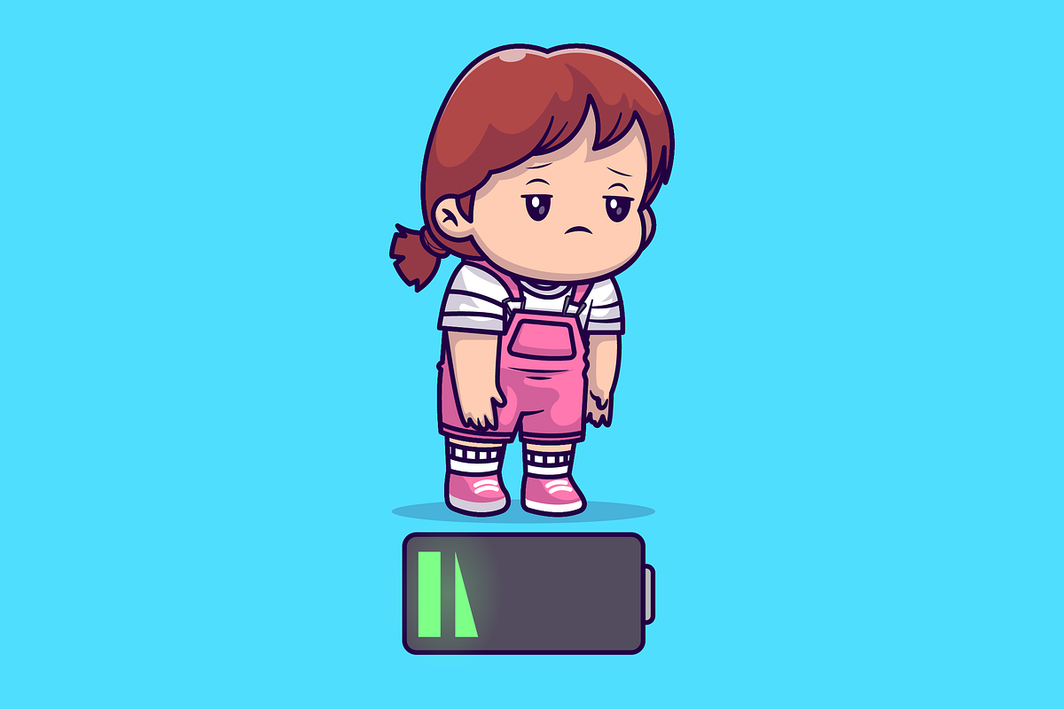 Cute Girl Tired Exhausted Cartoon, a Person Illustration by Catalyst Labs (Photo 1 of 3)