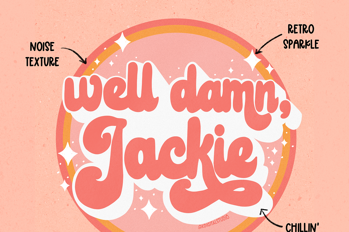 70s Lettering Procreate Brush Set, a Brushes & More by KDigitalStudio (Photo 5 of 7)