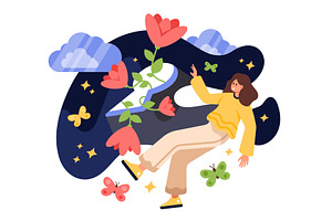 Self discovery, dream of freedom and, an Education Illustration by Flashvector