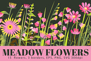 MEADOW FLOWERS: clipart & borders, a Seasonal Illustration by Elliko shop (Thumbnail 1 of 8)
