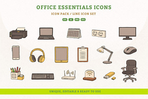 Modern Office Essentials Icon Set, an Illustration by MEANDSTUDIO
