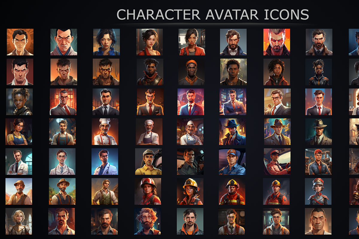 2D Character Avatar Icons Mega Pack, a Solid Icon by TwoBitsCompany (Photo 1 of 2)