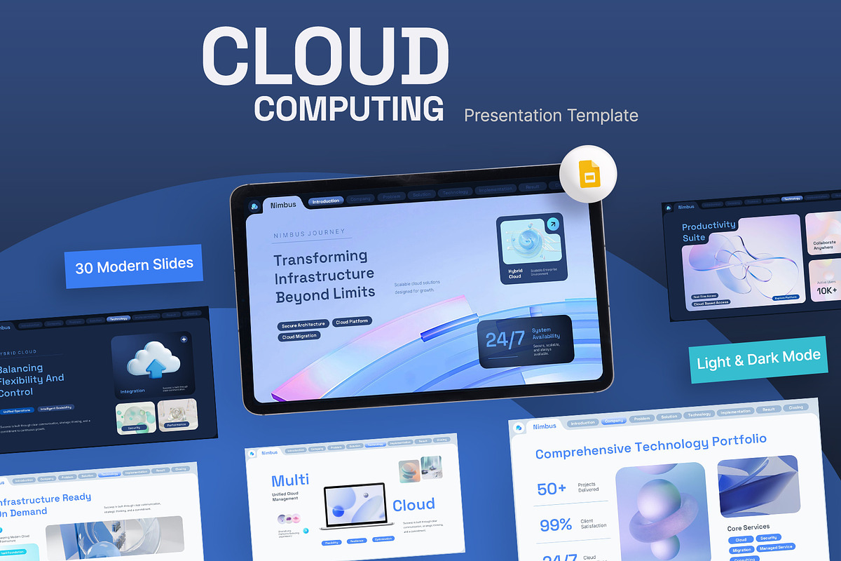 Cloud Computing Google Slides, a Presentation Template by New Coral Design (Photo 1 of 6)