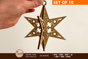 CHRISTMAS STARS Set, 3D Model Decor