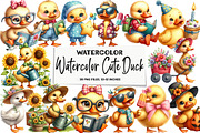 Watercolor Cute Duck Clipart, an Illustration by DreamArtGraphic (Thumbnail 1 of 5)