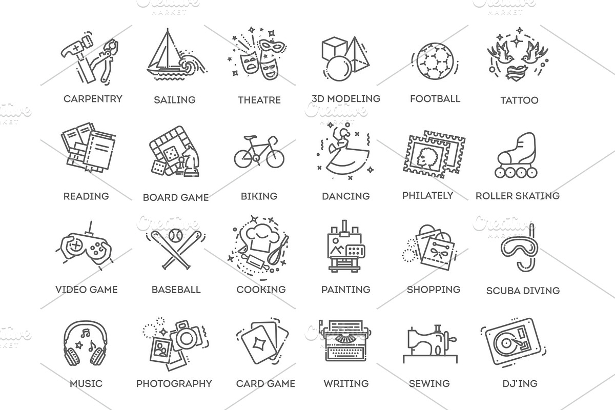 Hobbies and Interest Icons, an Object Graphic by Tettygreen (Photo 1 of 4)