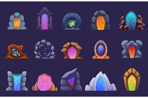 Cartoon magic gates. Futuristic, an Object Illustration by Valerie Bodnar