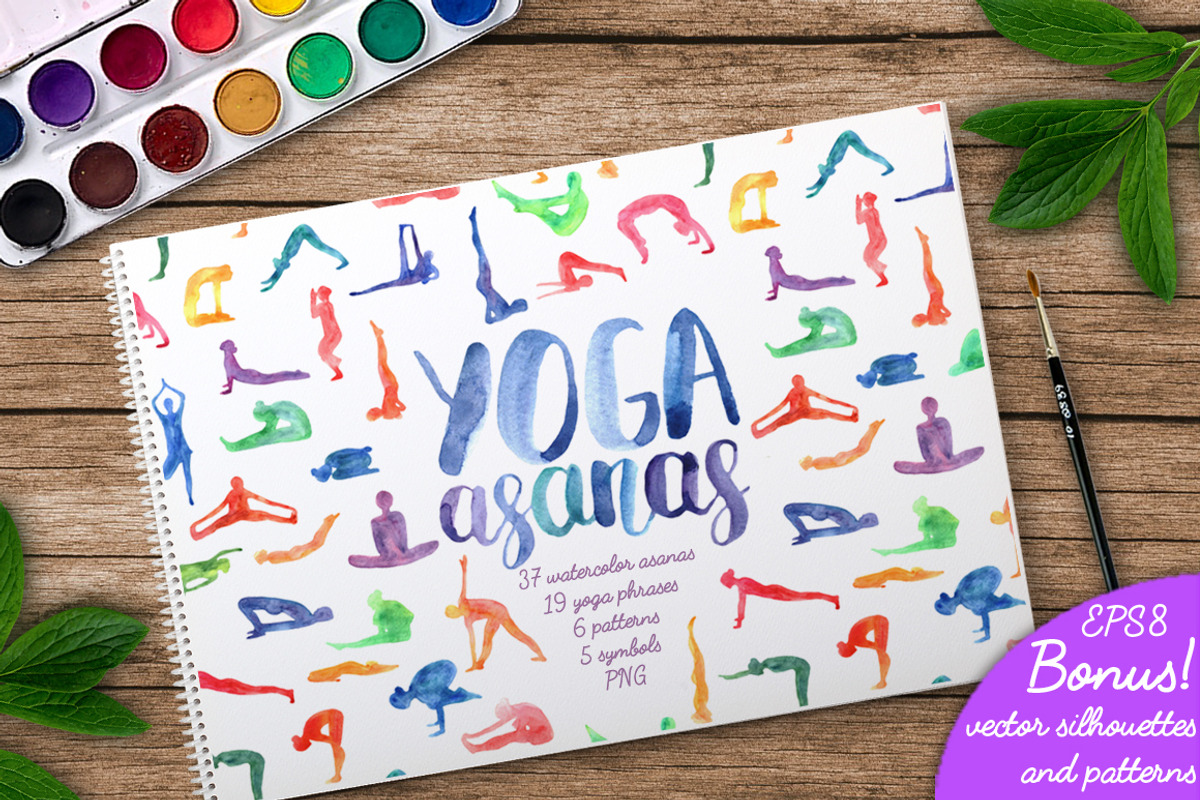 Watercolor Yoga Asanas, a Healthcare Illustration by Pippi Draws (Photo 1 of 9)