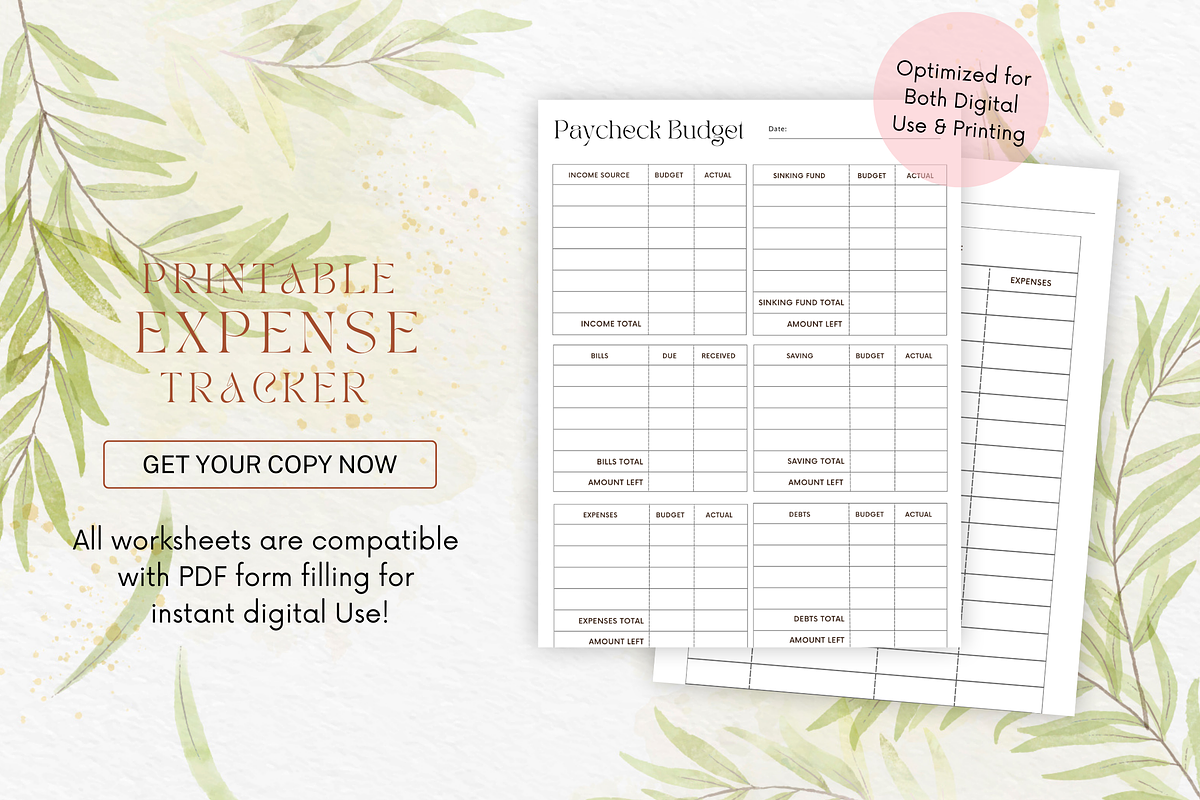 Paycheck Budget Planner Canva + PDF, a Stationery Template by Designbudy (Photo 6 of 7)