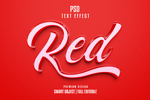 Red 3D Text Effect Style