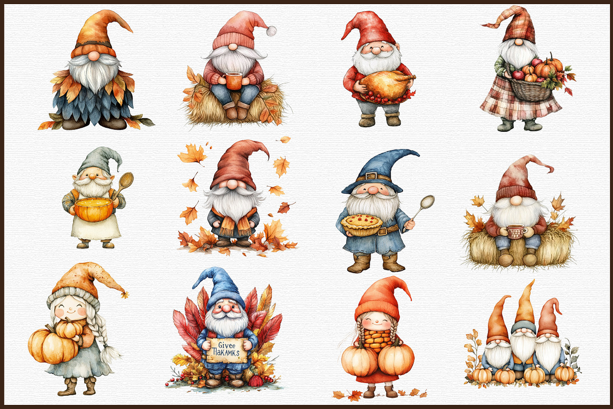 Fall Vibes Gnomes Thanksgiving Clipa, an Illustration by Sublimation Artist (Photo 3 of 6)