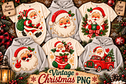 Vintage Santa PNG Designs 6pics, a Decorative Illustration by ElDesignState (Thumbnail 1 of 8)