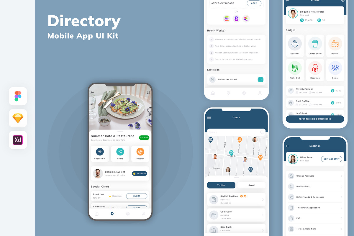 Directory Mobile App UI Kit, an UI Kit Template by uicube
