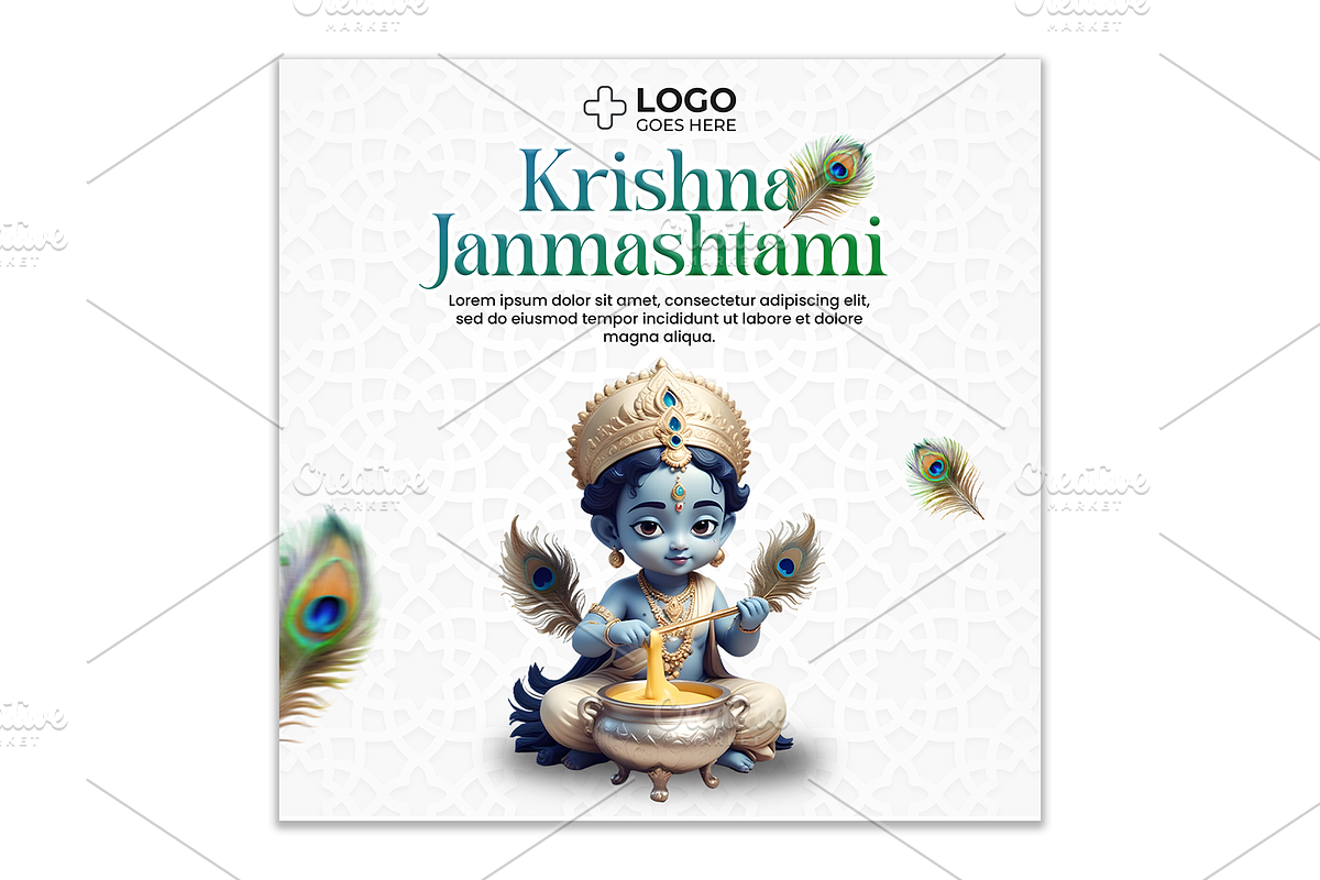 Krishna Janmashtami 5 post, a Social Media Template by AyyazMomin (Photo 2 of 5)