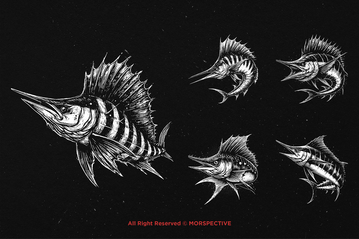 10 Bundle Dark Art Marlin Fish, an Illustration by Morspective (Photo 5 of 7)
