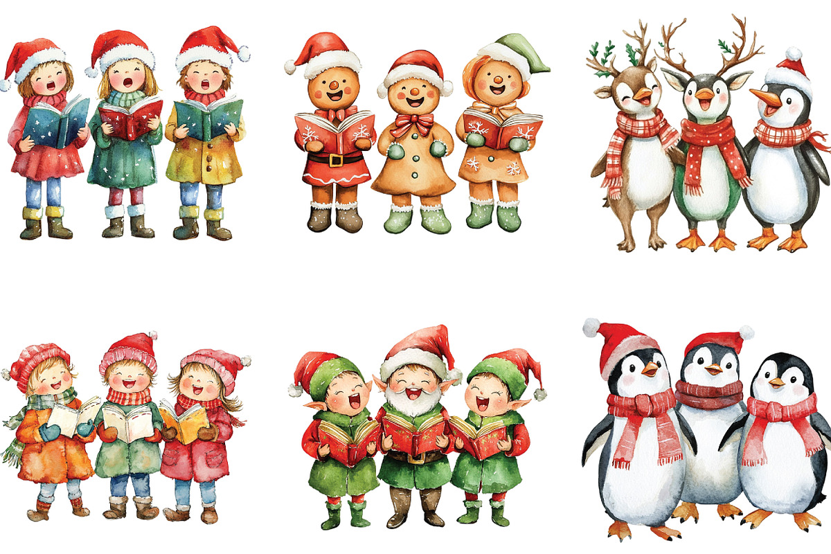 Joyful Carol Singers Christmas PNG, an Illustration by CraftArtStudio (Photo 3 of 6)