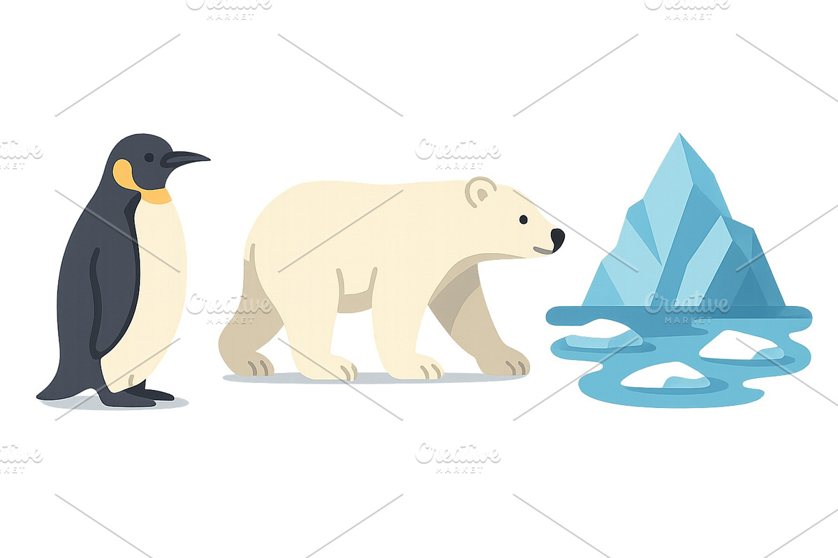 Penguin and polar bear interact near, an Animal Illustration by ZinetroN