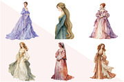 Watercolor Renaissance Lady Clipart, an Illustration by Design Market (Thumbnail 2 of 3)
