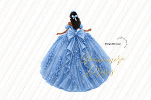 Dusty Blue Tan Skin Princess Clipart