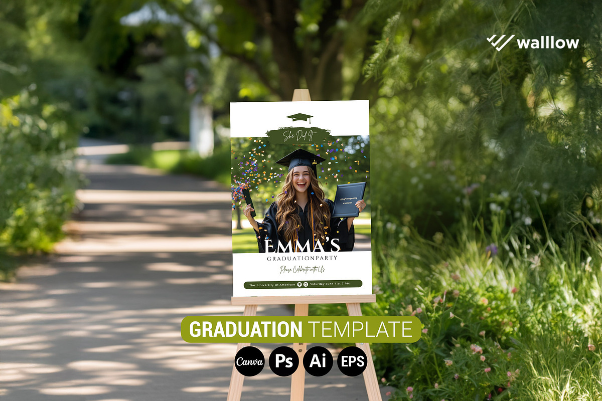 Canva Graduation Invitation Template, a Social Media Template by Walllow Creatives (Photo 2 of 4)